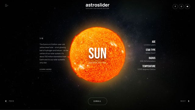 Solar System Showcase Slider